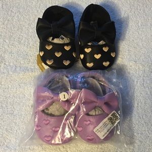 💕 NWT 2pairs Baby Girl Flats Sz 0-6m 💕